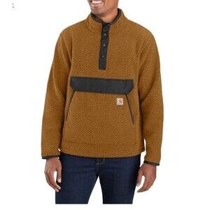 Carhartt 104991  Men's  Relaxed  Fit  Snap Fleece Pullover Jacket  XL Brown